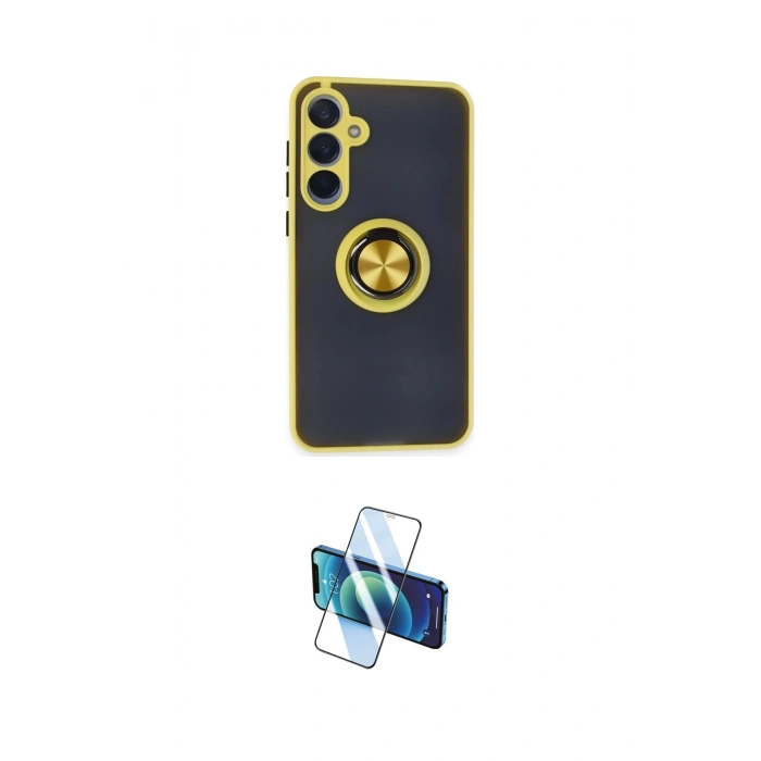 MARSİLYAN™- Galaxy A15 4G Kılıf Yörünge Çizgi - Siyah 3D Antistatik Cam Ekran Koruyucu