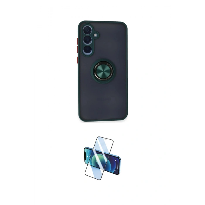 MARSİLYAN™- Galaxy A15 4G Kılıf Yörünge Çizgi - Siyah 3D Antistatik Cam Ekran Koruyucu