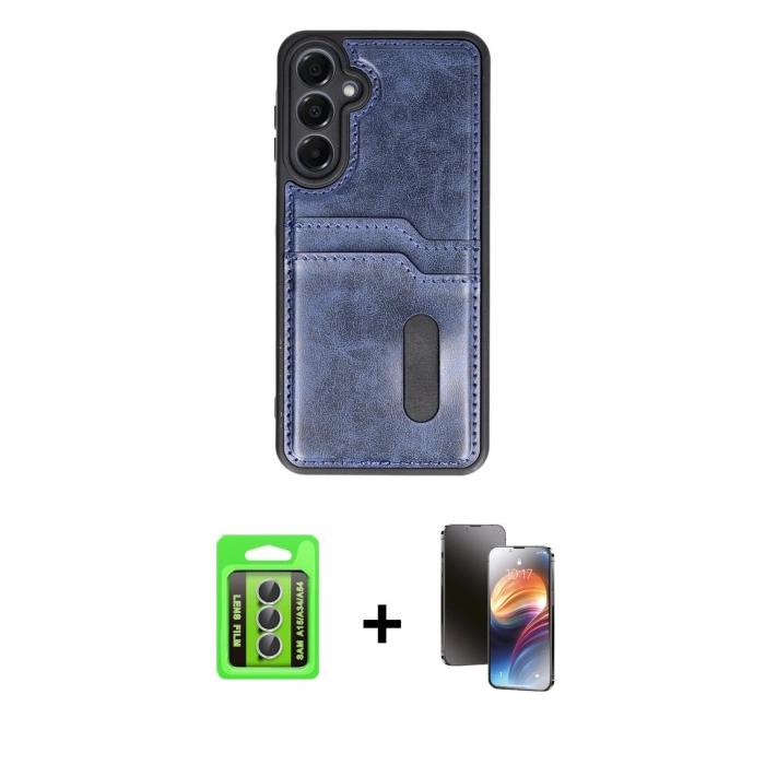 MARSİLYAN™- Galaxy A15 4G Kılıf Yörünge Işık Serisi - Siyah 3D Antistatik Mat Seramik Nano Ekran Koruyucu + Raze Metal Kamera Lens - GS