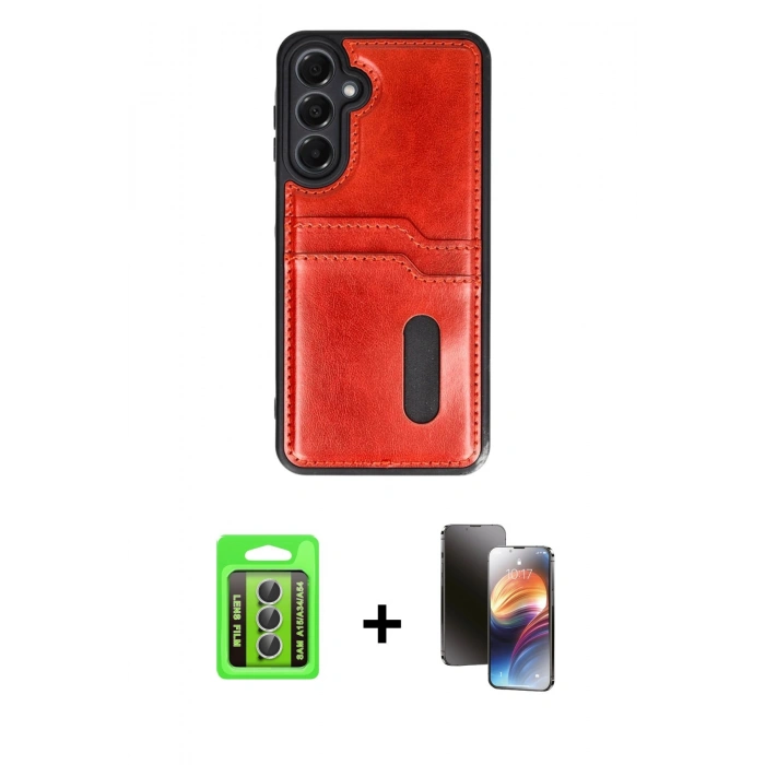 MARSİLYAN™- Galaxy A15 4G Kılıf Yörünge Işık Serisi - Siyah 3D Antistatik Mat Seramik Nano Ekran Koruyucu + Raze Metal Kamera Lens - GS