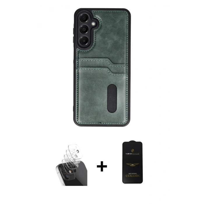 MARSİLYAN™- Galaxy A15 4G Kılıf Yörünge Işık Serisi - Siyah 6D Antistatik Mat Seramik Hayalet Nano Ekran Koruyucu + Kamera Lens Koruma Cam - SF