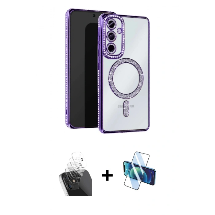 MARSİLYAN™- Galaxy A15 4G Kılıf Zirve Doku Prime - Siyah 3D Antistatik Seramik Nano Ekran Koruyucu + Kamera Lens Koruma Cam - SF