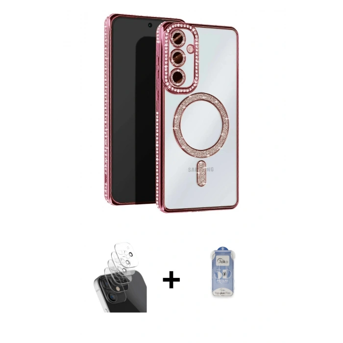 MARSİLYAN™- Galaxy A15 4G Kılıf Zirve Doku Prime - Siyah Joko Magic 5D Cam + Kamera Lens Koruma Cam - SF