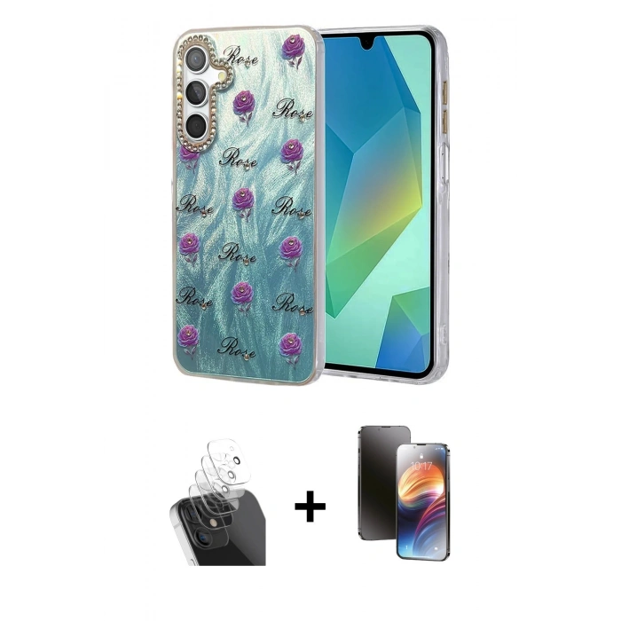 MARSİLYAN™- Galaxy A15 4G Kılıf Zirve Modern Prime - Siyah 3D Antistatik Mat Seramik Nano Ekran Koruyucu + Kamera Lens Koruma Cam - SF