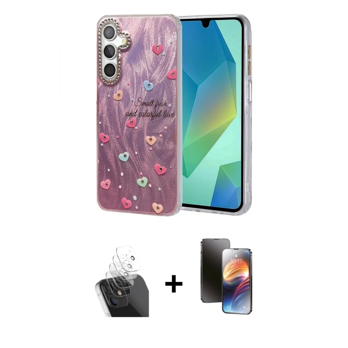 MARSİLYAN™- Galaxy A15 4G Kılıf Zirve Modern Prime - Siyah 3D Antistatik Mat Seramik Nano Ekran Koruyucu + Kamera Lens Koruma Cam - SF
