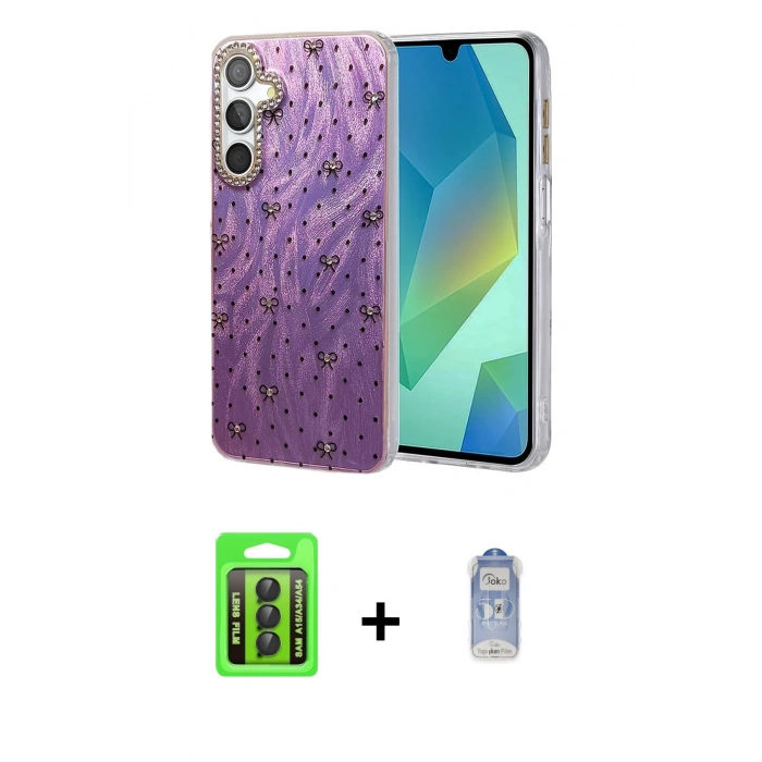 MARSİLYAN™- Galaxy A15 4G Kılıf Zirve Modern Prime - Siyah Joko Magic 5D Cam + Raze Metal Kamera Lens - SH