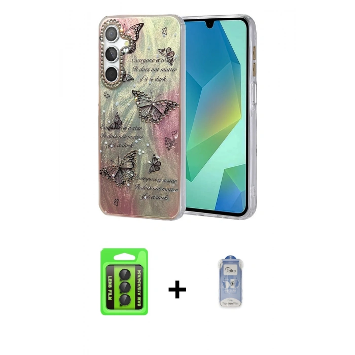 MARSİLYAN™- Galaxy A15 4G Kılıf Zirve Modern Prime - Siyah Joko Magic 5D Cam + Raze Metal Kamera Lens - SH