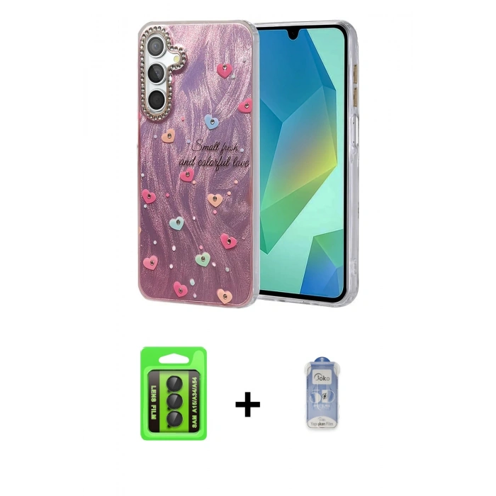 MARSİLYAN™- Galaxy A15 4G Kılıf Zirve Modern Prime - Siyah Joko Magic 5D Cam + Raze Metal Kamera Lens - SH