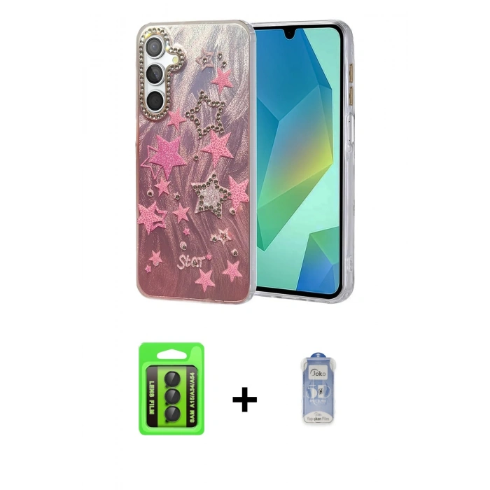 MARSİLYAN™- Galaxy A15 4G Kılıf Zirve Modern Prime - Siyah Joko Magic 5D Cam + Raze Metal Kamera Lens - SH