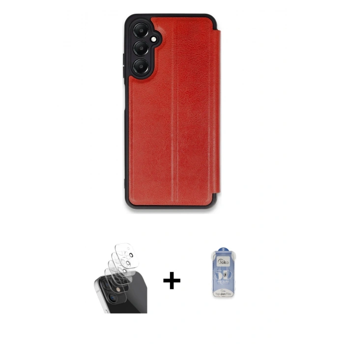 MARSİLYAN™- Galaxy A15 4G Kılıf Zirve Yansıma Serisi - Siyah Joko Magic 5D Cam + Kamera Lens Koruma Cam - SF