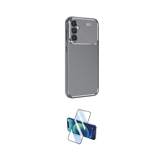 MARSİLYAN™- Galaxy A16 5G Kılıf Eksen Form Prime - Siyah 3D Antistatik Cam Ekran Koruyucu