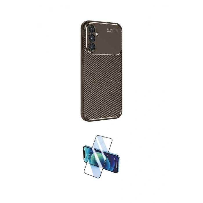 MARSİLYAN™- Galaxy A16 5G Kılıf Eksen Form Prime - Siyah 3D Antistatik Cam Ekran Koruyucu