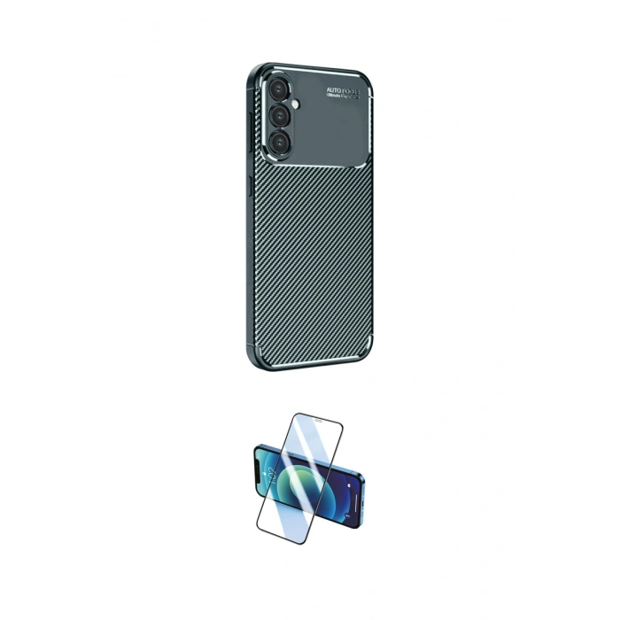MARSİLYAN™- Galaxy A16 5G Kılıf Eksen Form Prime - Siyah 3D Antistatik Cam Ekran Koruyucu