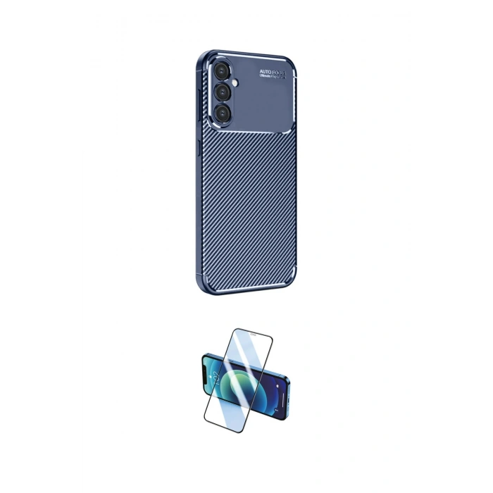 MARSİLYAN™- Galaxy A16 5G Kılıf Eksen Form Prime - Siyah 3D Antistatik Cam Ekran Koruyucu