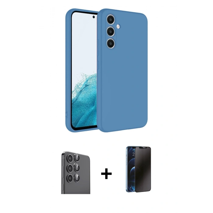 MARSİLYAN™- Galaxy A16 5G Kılıf Kozmos Yansıma Özel Seri - Siyah 3D Antistatik Hayalet Cam Ekran Koruyucu + Raze Metal Kamera Lens - SH