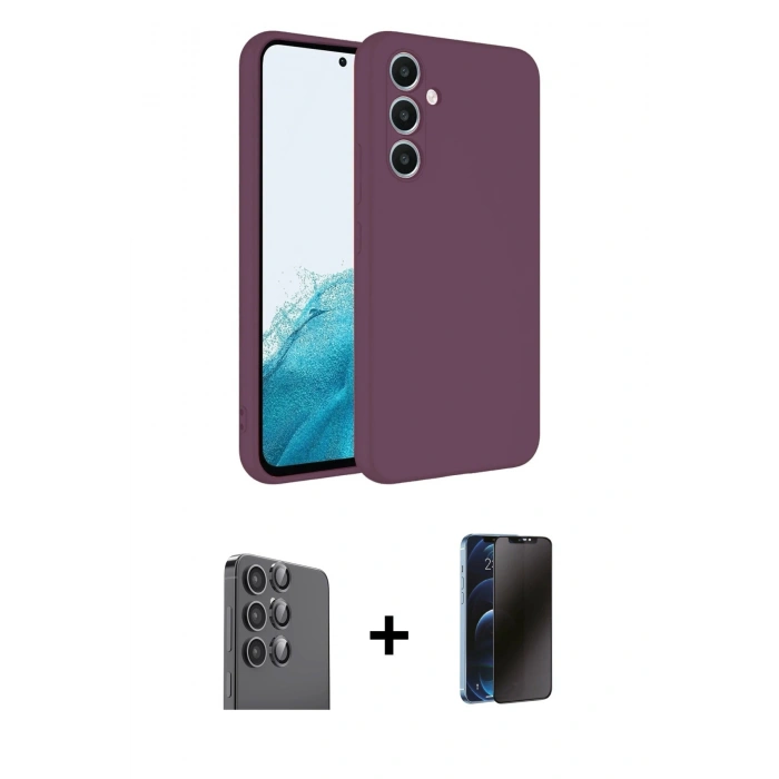 MARSİLYAN™- Galaxy A16 5G Kılıf Kozmos Yansıma Özel Seri - Siyah 3D Antistatik Hayalet Cam Ekran Koruyucu + Raze Metal Kamera Lens - SH