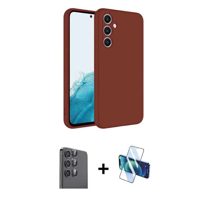 MARSİLYAN™- Galaxy A16 5G Kılıf Kozmos Yansıma Özel Seri - Siyah 3D Antistatik Seramik Nano Ekran Koruyucu + Raze Metal Kamera Lens - SH