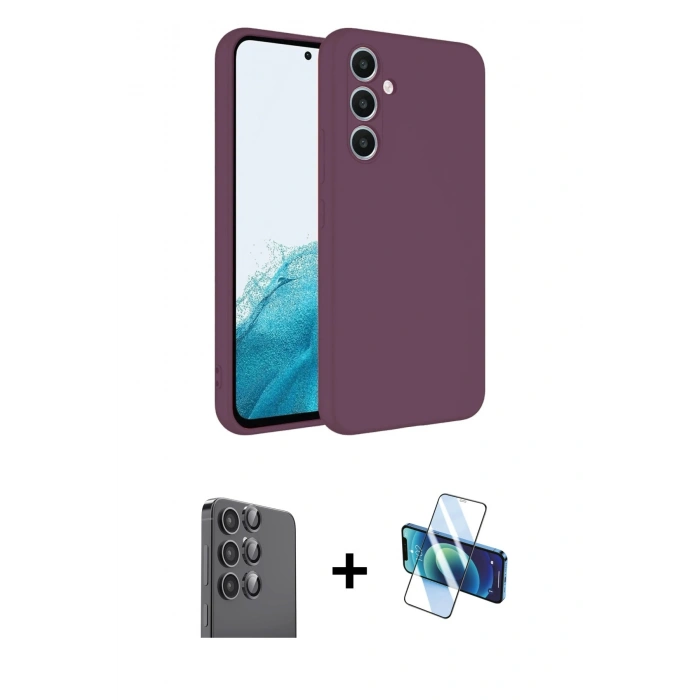 MARSİLYAN™- Galaxy A16 5G Kılıf Kozmos Yansıma Özel Seri - Siyah 3D Antistatik Seramik Nano Ekran Koruyucu + Raze Metal Kamera Lens - SH