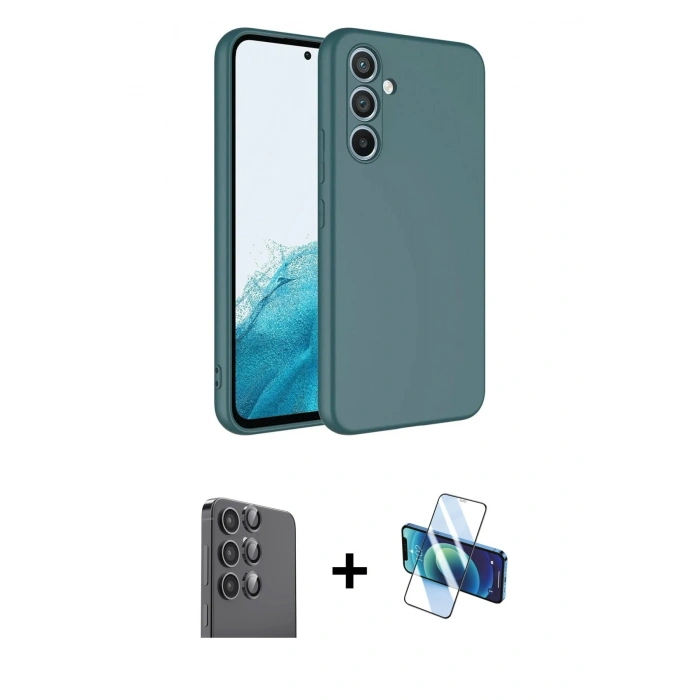 MARSİLYAN™- Galaxy A16 5G Kılıf Kozmos Yansıma Özel Seri - Siyah 3D Antistatik Seramik Nano Ekran Koruyucu + Raze Metal Kamera Lens - SH