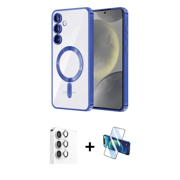 MARSİLYAN™- Galaxy A16 5G Kılıf Nova Işık Özel Seri - Siyah 3D Antistatik Seramik Nano Ekran Koruyucu + Raze Metal Kamera Lens - GS