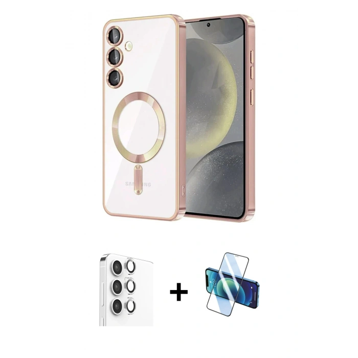 MARSİLYAN™- Galaxy A16 5G Kılıf Nova Işık Özel Seri - Siyah 3D Antistatik Seramik Nano Ekran Koruyucu + Raze Metal Kamera Lens - GS