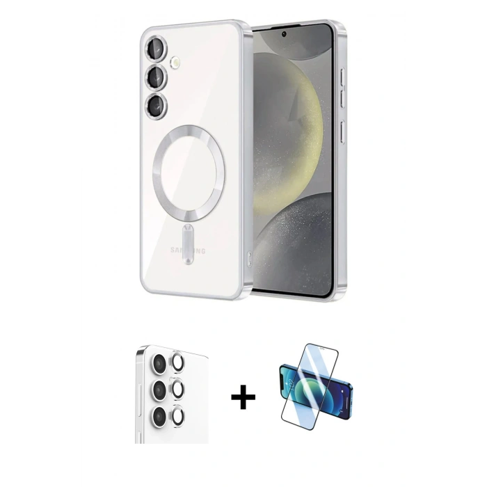 MARSİLYAN™- Galaxy A16 5G Kılıf Nova Işık Özel Seri - Siyah 3D Antistatik Seramik Nano Ekran Koruyucu + Raze Metal Kamera Lens - GS