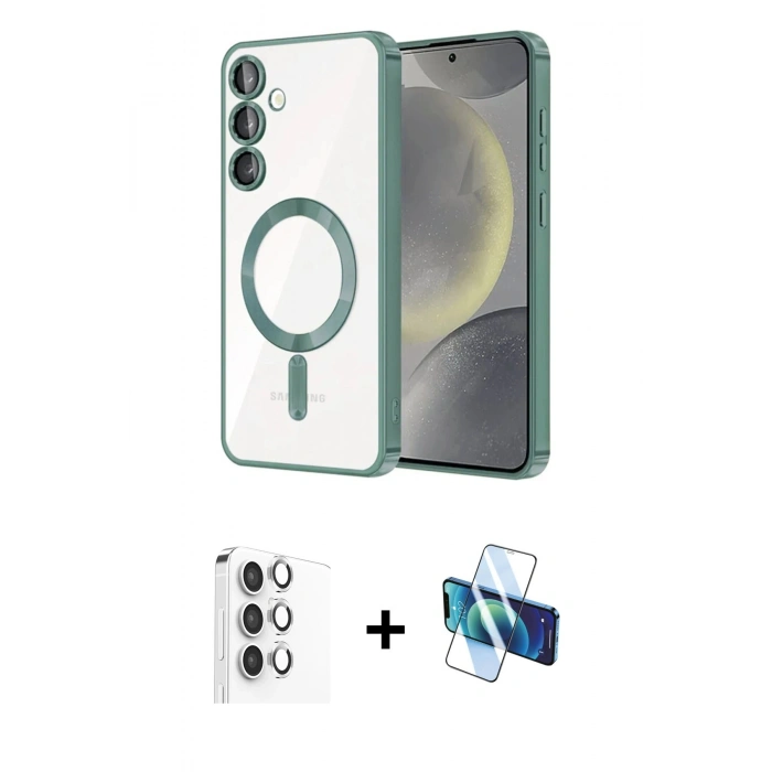 MARSİLYAN™- Galaxy A16 5G Kılıf Nova Işık Özel Seri - Siyah 3D Antistatik Seramik Nano Ekran Koruyucu + Raze Metal Kamera Lens - GS