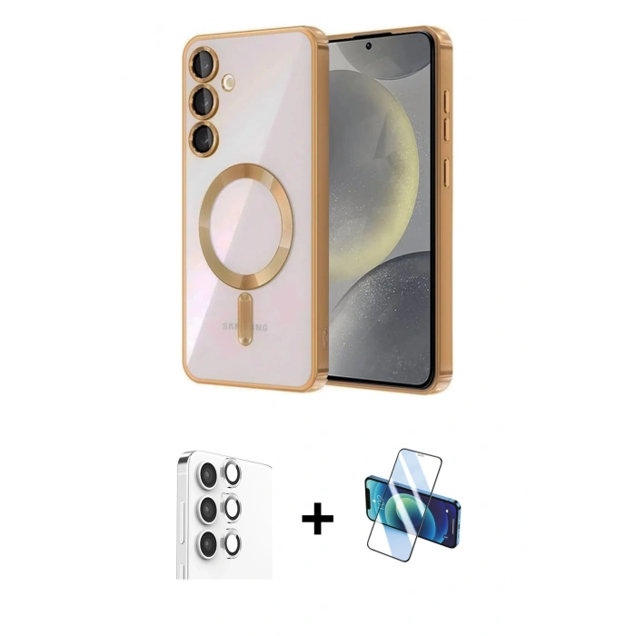 MARSİLYAN™- Galaxy A16 5G Kılıf Nova Işık Özel Seri - Siyah 3D Antistatik Seramik Nano Ekran Koruyucu + Raze Metal Kamera Lens - GS