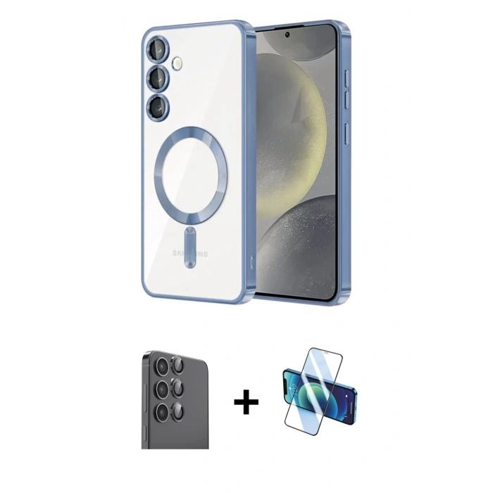 MARSİLYAN™- Galaxy A16 5G Kılıf Nova Işık Özel Seri - Siyah 3D Antistatik Seramik Nano Ekran Koruyucu + Siyah Raze Metal Kamera Lens