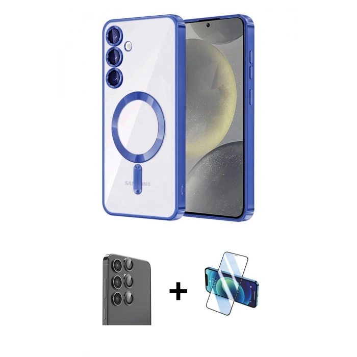 MARSİLYAN™- Galaxy A16 5G Kılıf Nova Işık Özel Seri - Siyah 3D Antistatik Seramik Nano Ekran Koruyucu + Siyah Raze Metal Kamera Lens