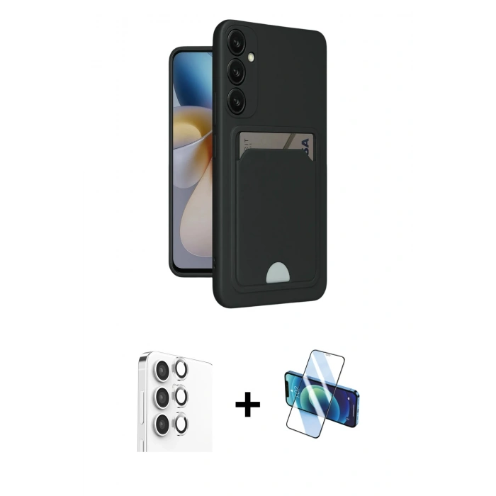 MARSİLYAN™- Galaxy A16 5G Kılıf Vadi Çizgi Prime - Siyah 3D Antistatik Seramik Nano Ekran Koruyucu + Raze Metal Kamera Lens - GS