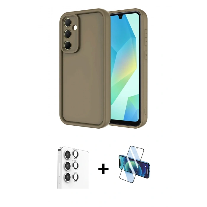 MARSİLYAN™- Galaxy A16 5G Kılıf Yankı Yansıma Özel Seri - Siyah 3D Antistatik Seramik Nano Ekran Koruyucu + Raze Metal Kamera Lens - GS