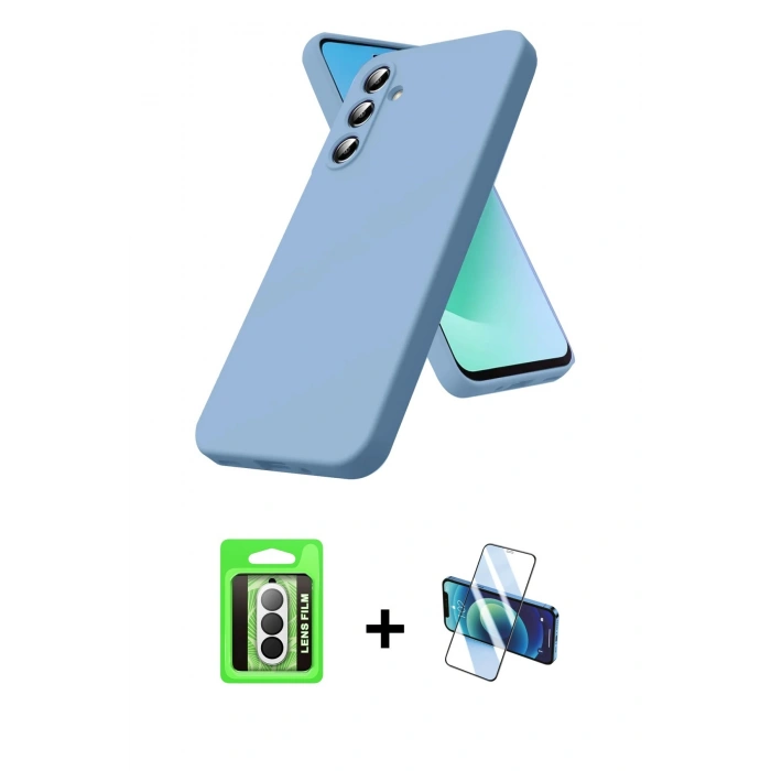 MARSİLYAN™- Galaxy A17 5G Kılıf Ahenk Serisi - Siyah 3D Antistatik Seramik Nano Ekran Koruyucu + Raze Metal Kamera Lens - GS