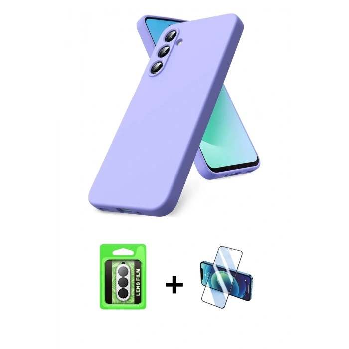 MARSİLYAN™- Galaxy A17 5G Kılıf Ahenk Serisi - Siyah 3D Antistatik Seramik Nano Ekran Koruyucu + Raze Metal Kamera Lens - GS