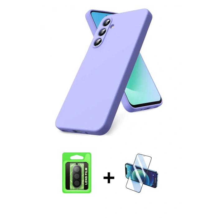 MARSİLYAN™- Galaxy A17 5G Kılıf Ahenk Serisi - Siyah 3D Antistatik Seramik Nano Ekran Koruyucu + Raze Metal Kamera Lens - SH