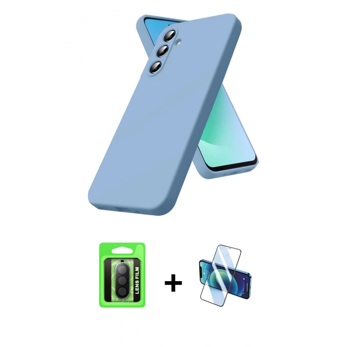 MARSİLYAN™- Galaxy A17 5G Kılıf Ahenk Serisi - Siyah 3D Antistatik Seramik Nano Ekran Koruyucu + Raze Metal Kamera Lens - SH