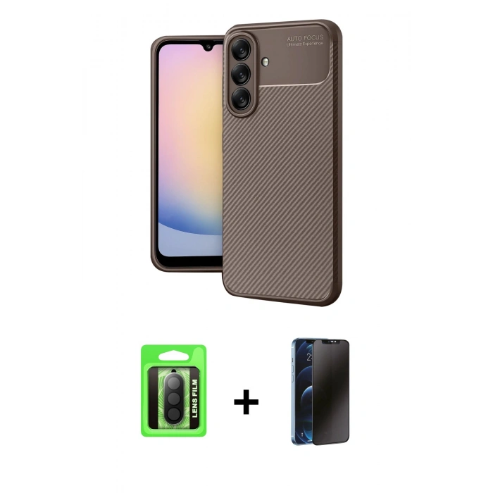 MARSİLYAN™- Galaxy A17 5G Kılıf Eksen Form Prime - Siyah 3D Antistatik Hayalet Cam Ekran Koruyucu + Raze Metal Kamera Lens - SH