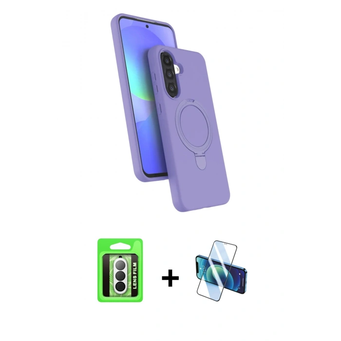 MARSİLYAN™- Galaxy A17 5G Kılıf İz Işık Koleksiyonu - Siyah 3D Antistatik Seramik Nano Ekran Koruyucu + Raze Metal Kamera Lens - GS