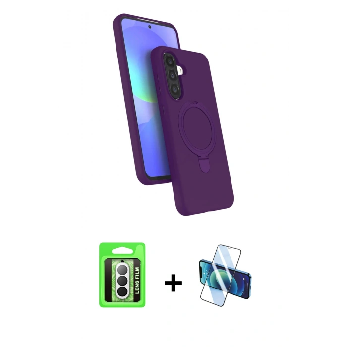 MARSİLYAN™- Galaxy A17 5G Kılıf İz Işık Koleksiyonu - Siyah 3D Antistatik Seramik Nano Ekran Koruyucu + Raze Metal Kamera Lens - GS