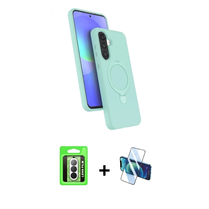 MARSİLYAN™- Galaxy A17 5G Kılıf İz Işık Koleksiyonu - Siyah 3D Antistatik Seramik Nano Ekran Koruyucu + Raze Metal Kamera Lens - GS