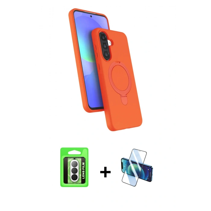MARSİLYAN™- Galaxy A17 5G Kılıf İz Işık Koleksiyonu - Siyah 3D Antistatik Seramik Nano Ekran Koruyucu + Raze Metal Kamera Lens - GS