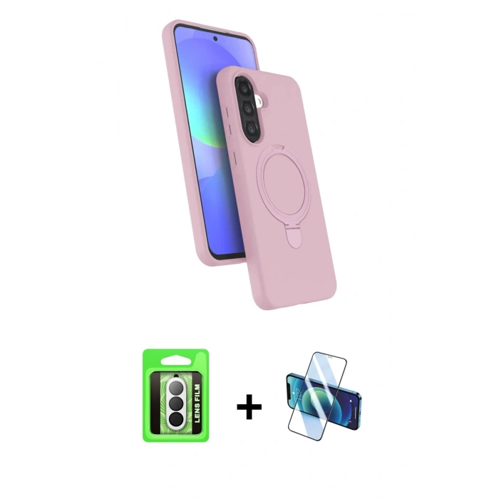 MARSİLYAN™- Galaxy A17 5G Kılıf İz Işık Koleksiyonu - Siyah 3D Antistatik Seramik Nano Ekran Koruyucu + Raze Metal Kamera Lens - GS