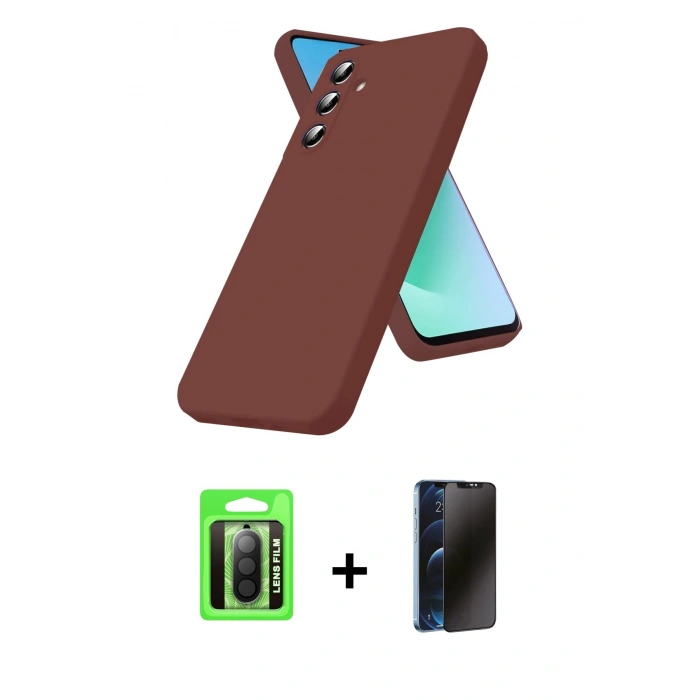 MARSİLYAN™- Galaxy A17 5G Kılıf Kozmos Yansıma Özel Seri - Siyah 3D Antistatik Hayalet Cam Ekran Koruyucu + Raze Metal Kamera Lens - SH