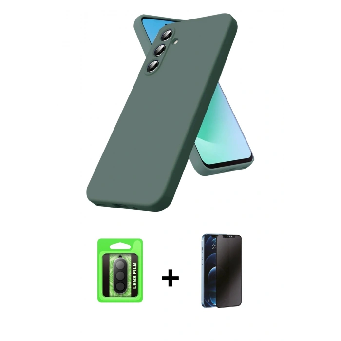 MARSİLYAN™- Galaxy A17 5G Kılıf Kozmos Yansıma Özel Seri - Siyah 3D Antistatik Hayalet Cam Ekran Koruyucu + Raze Metal Kamera Lens - SH