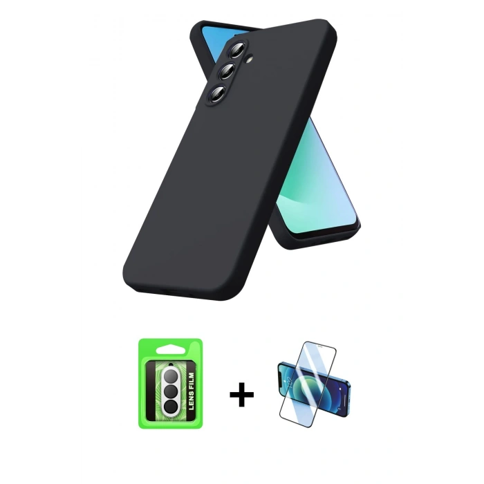MARSİLYAN™- Galaxy A17 5G Kılıf Kozmos Yansıma Özel Seri - Siyah 3D Antistatik Seramik Nano Ekran Koruyucu + Raze Metal Kamera Lens - GS