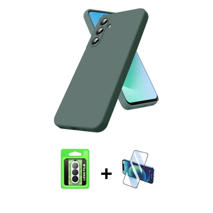 MARSİLYAN™- Galaxy A17 5G Kılıf Kozmos Yansıma Özel Seri - Siyah 3D Antistatik Seramik Nano Ekran Koruyucu + Raze Metal Kamera Lens - GS