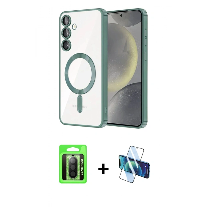 MARSİLYAN™- Galaxy A17 5G Kılıf Nova Işık Özel Seri - Siyah 3D Antistatik Seramik Nano Ekran Koruyucu + Raze Metal Kamera Lens - SH