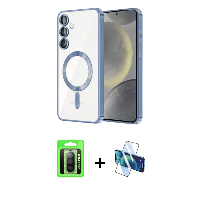 MARSİLYAN™- Galaxy A17 5G Kılıf Nova Işık Özel Seri - Siyah 3D Antistatik Seramik Nano Ekran Koruyucu + Raze Metal Kamera Lens - SH