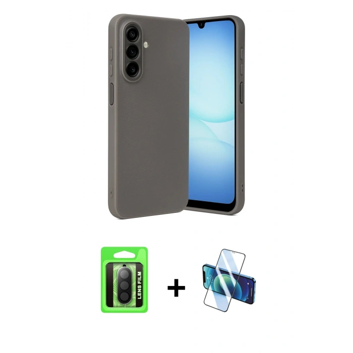 MARSİLYAN™- Galaxy A17 5G Kılıf Nova Işık - Siyah 3D Antistatik Seramik Nano Ekran Koruyucu + Raze Metal Kamera Lens - SH