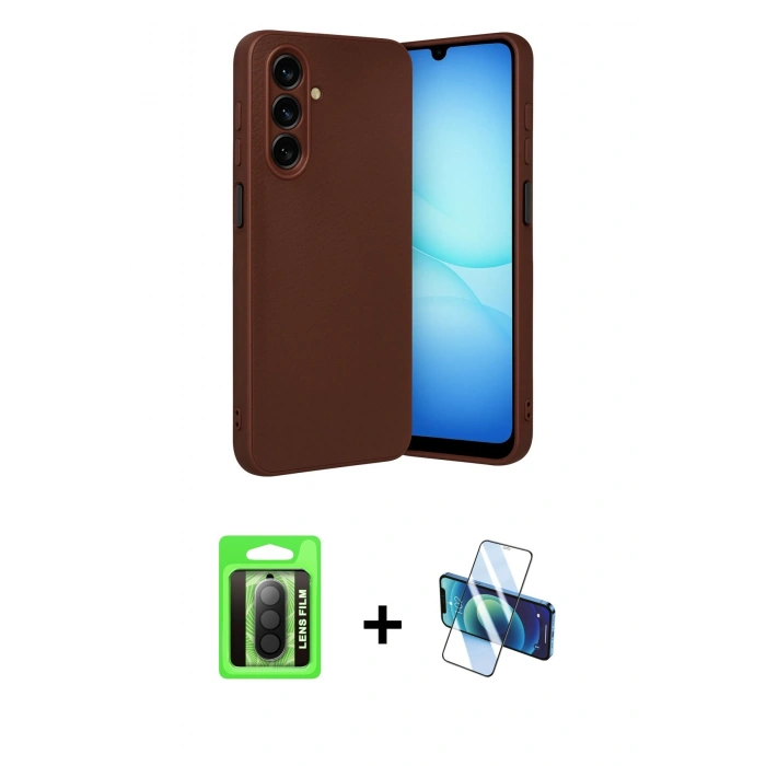 MARSİLYAN™- Galaxy A17 5G Kılıf Nova Işık - Siyah 3D Antistatik Seramik Nano Ekran Koruyucu + Raze Metal Kamera Lens - SH